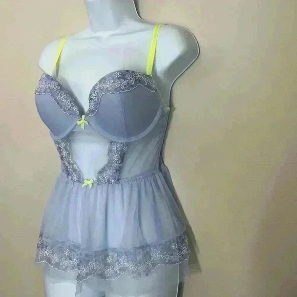 Victoria's Secret Pastel Fairy Babydoll Teddy Camisole with Floral Embroidery - Picture 14 of 14